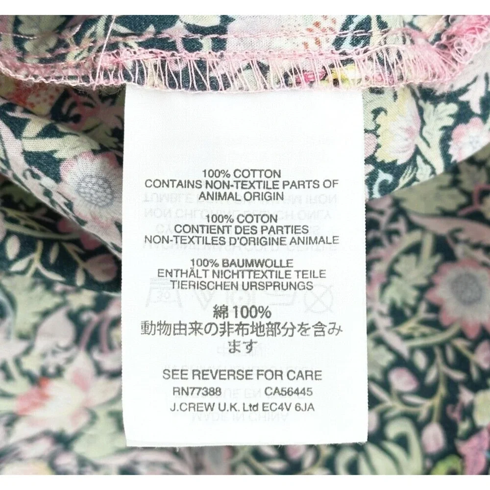 J Crew Womens Liberty Fabric‎ Peasant Top Size 0 Floral Cottagecore Boho Retro